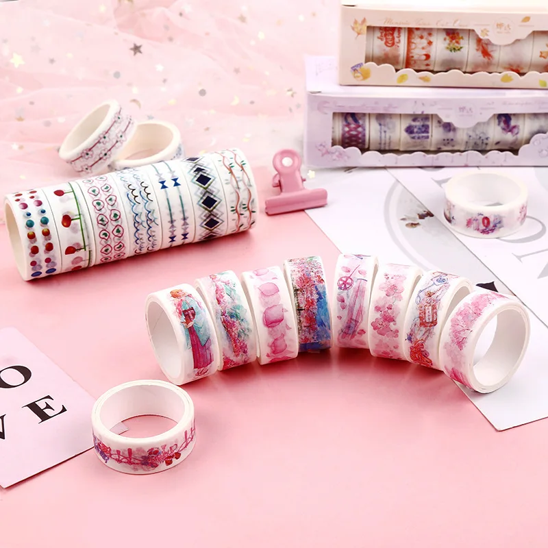 10 шт / комплект скотч декоративный завод скотч Kawaii декоративный скотч созидательный клейкая лента скотчи декоративные декоративные скотчи канцелярские товары washi tape цветной скотч декоративная лента скоч
