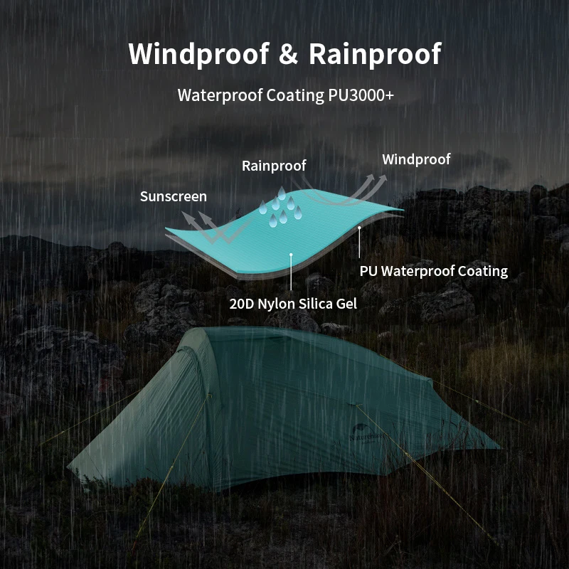 US $228.57 Naturehike Ultralight 2 Person Camping Tent 20D Nylon Waterproof Outdoor Large Space Windproof 3 Seasons Tent