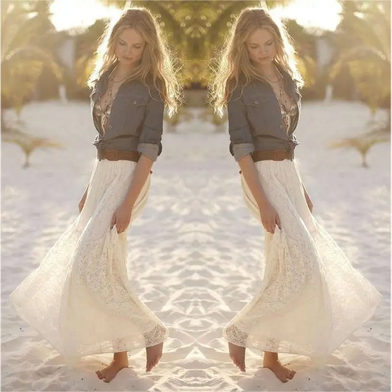 Модная одежда для женщин Макси Boho Твердые летние пляжные Длинные вечерние коктейльные бальные