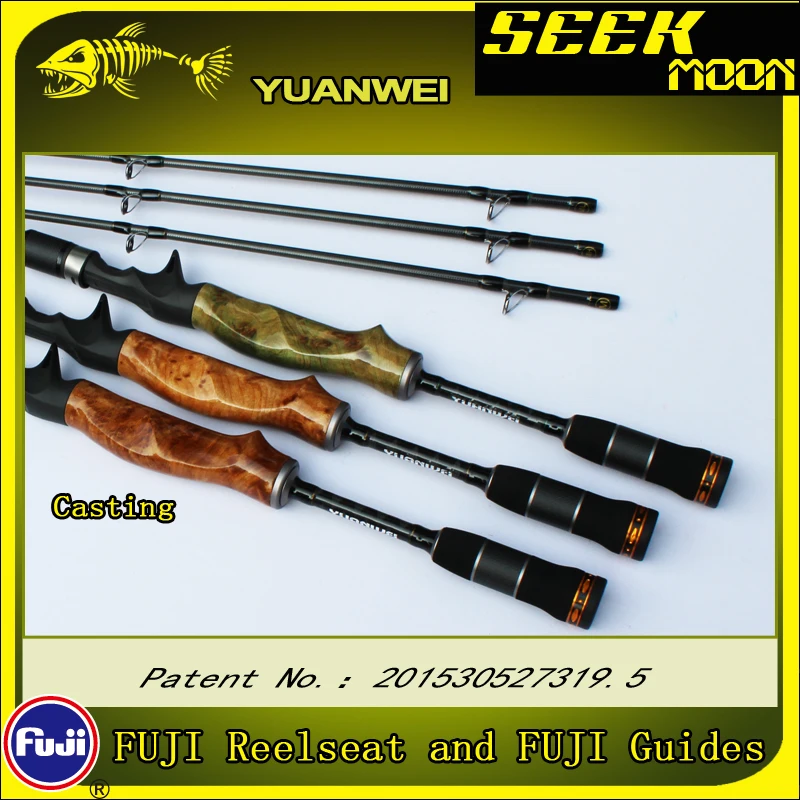 YUANWEI Seek Moon Spinning Fishing Rod 1.98m 2.1m ML/M/MH Carbon Lure Rods Wood Handle Casting Rod Vara De Pesca Peche Olta B183