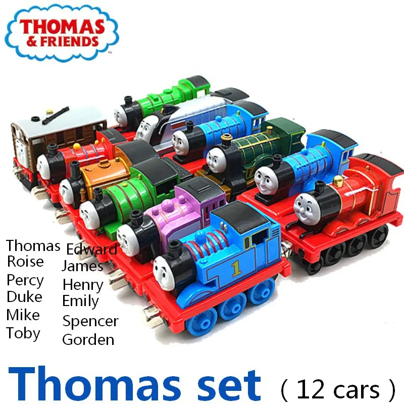 Томас и Друзья Emily локомотив Поезд Модель сплав пластик Магнитный трек железнодорожный вагон игрушка подарок на день рождения - Цвет: 12 cars set