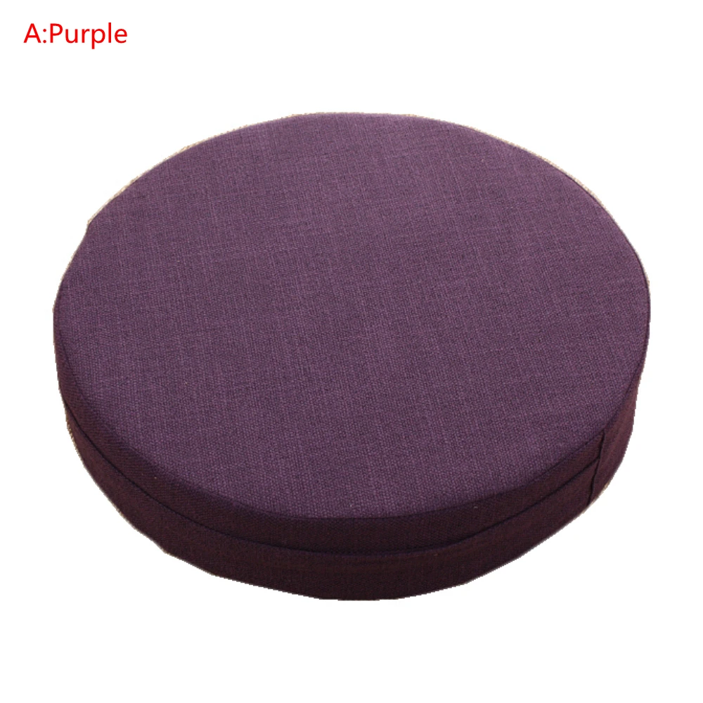 No Pattern Purple Круглая льняная подушка для сидения татами, Балконный эркер, мягкая подушка для медитации, татами, коврик для медитации, лотос - Цвет: No Pattern Purple
