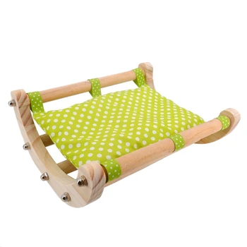 

Hamster Guinea Pig Bed Hedgehog House Pad Bed Toy Cage Accessories Wooden Detachable Frame Shaking Bed for Small Animal