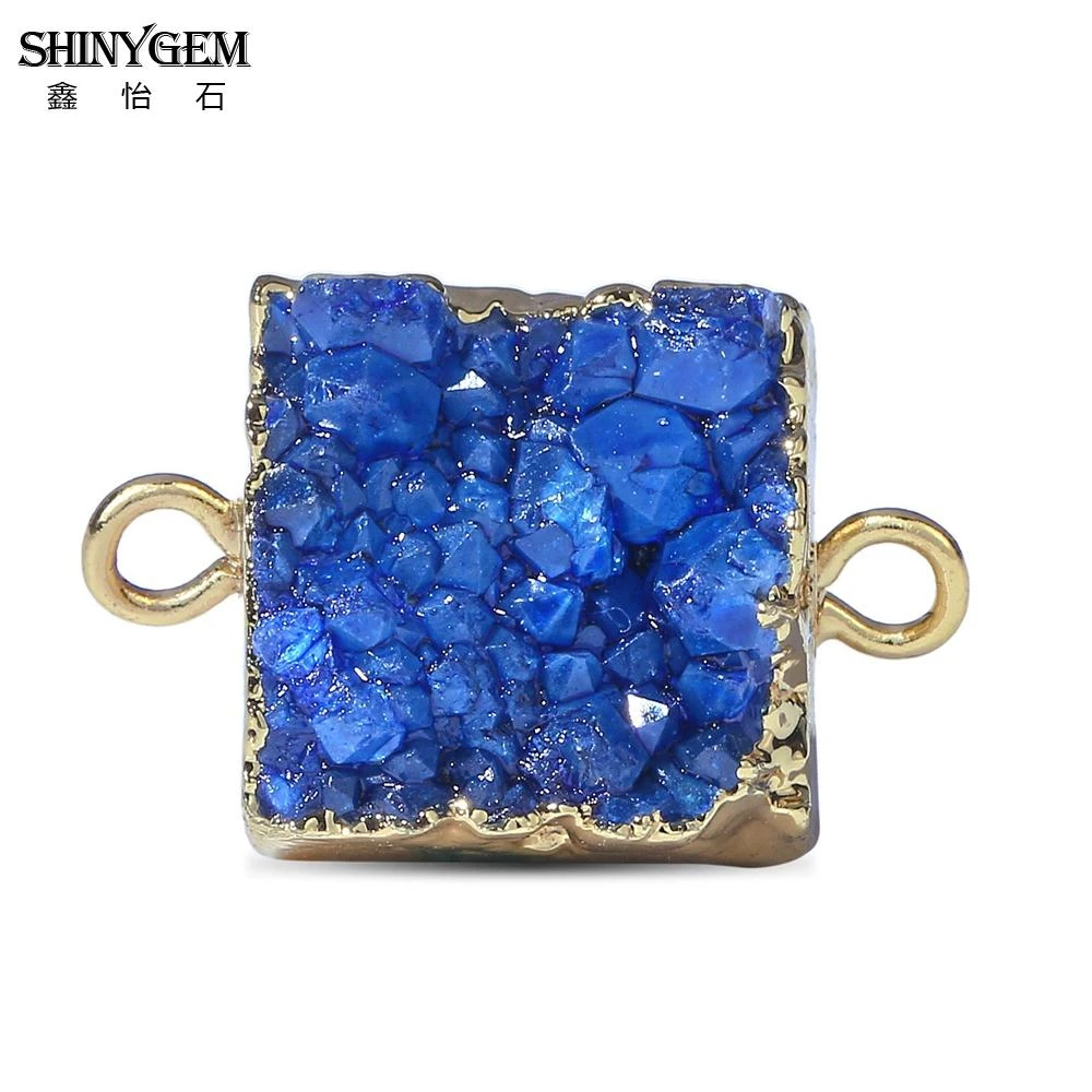ShinyGem 12*12 мм квадратный натуральный кристалл Druzy шармы-соединители маленькие