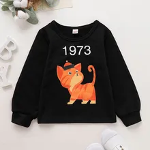 Теплый свитер для мальчиков; осенне-зимний свитер для маленьких девочек; детская блуза с принтом кошки; топы для маленьких мальчиков; осенняя одежда;# G3