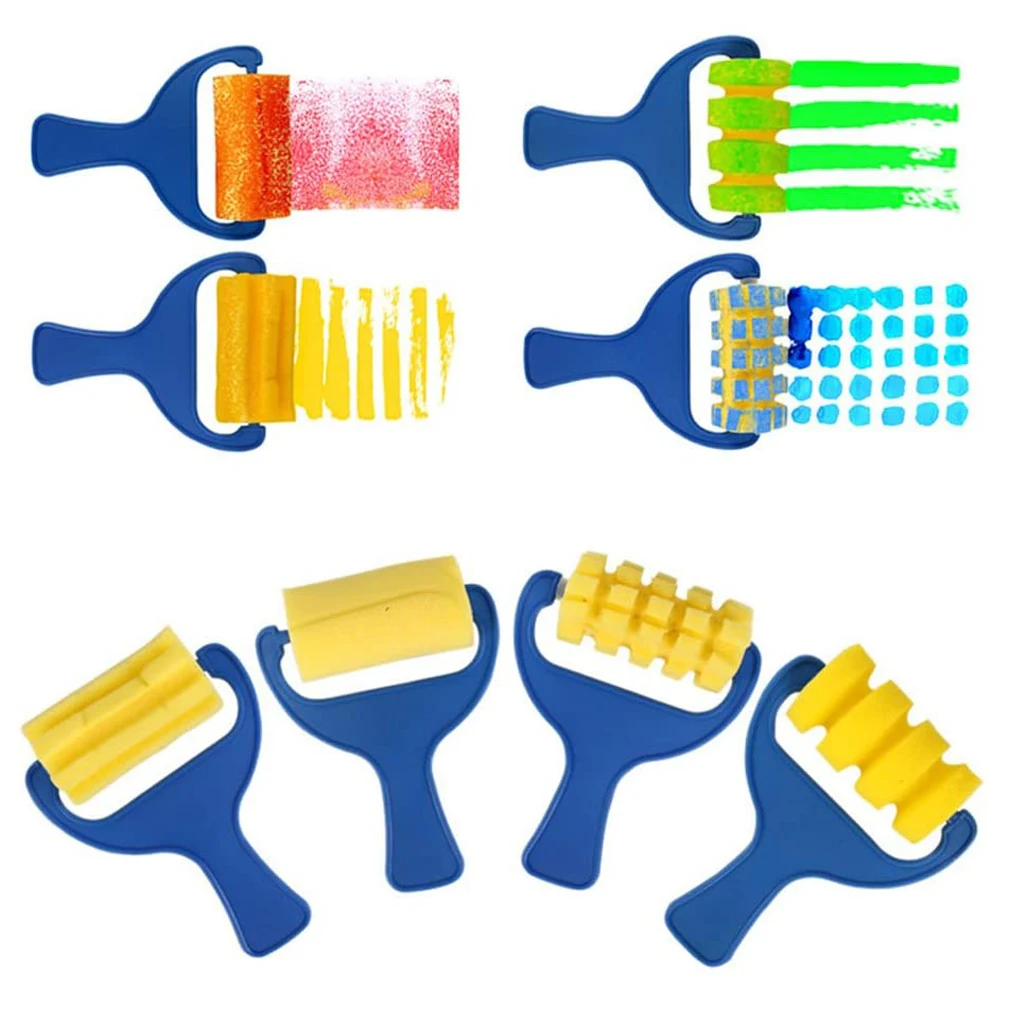 Children Kids Crafts Art Drawing Colorful Sponge Brushes w/ Painting Apron Tool Set Fun Toy