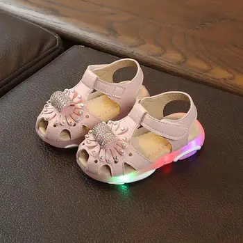 

Fashion Summer Children's LED Light Beach Sandals Breathable Flower Casual Luminous Flats Sandal Girls Kids Toddler Baby Shoes