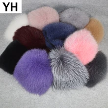 Женская зимняя шапка из натурального Лисьего меха, эластичная теплая мягкая пушистая шапка из меха лисы, роскошная качественная шапка-бомбер из натурального Лисьего меха