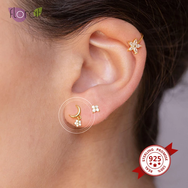 Серьги-гвоздики женские из серебра 925 пробы с фианитами  Украшения и