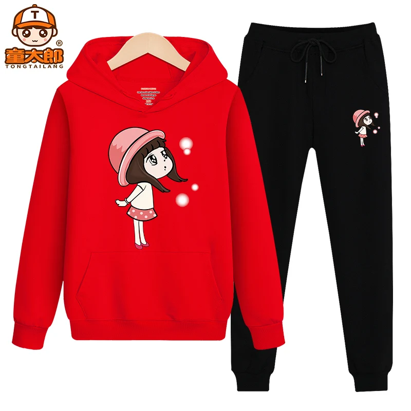 

Girls cotton hoodie suits 2PCs big children's new sportswear spring autumn clothing children's sweater fashion casual suit