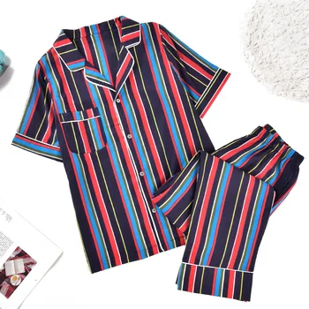 

Summer Women Pyjamas Set Casual Home Clothing Floral Printed Short Sleeve+Long Pant Pajamas Two-piece Sets Ladies Sleepwear D30