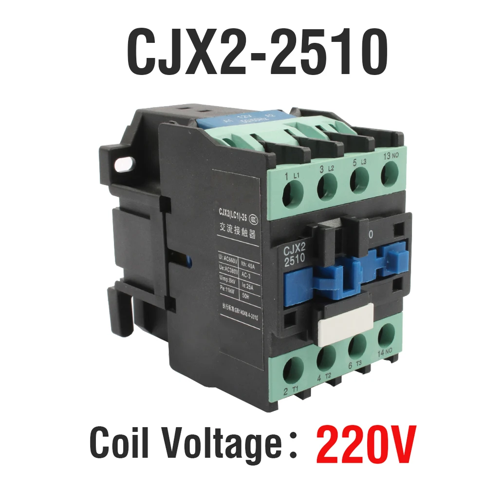 2510-220V CJX2-3210 2510 LC1-D контактор переменного тока 24 В 36 В 48 В 220 В 380 В на din-рейке 3P+ 1NO использование с Поплавковым переключателем реле стартера двигателя - Цвет: 2510-220V
