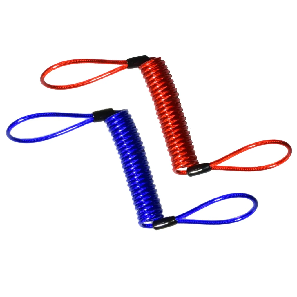 Blue&Red Combo - 150cm Alarm Disc Lock /Security Spring Reminder Cable for Motorcycle Ebike