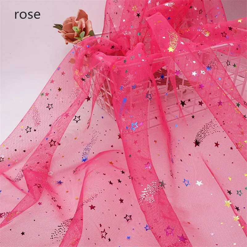 1,6*1 м семицветный Метеор блесток фабричное кружево принцесса юбка свадебное платье вечерние украшения Рождественский Декор кружевная ткань - Цвет: rose