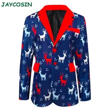 JAYCOSIN, Мужская одежда,, длинный рукав, Блейзер, куртки, пальто, рубашка, модная зимняя, Рождественская, с принтом Санты, мужские свадебные костюмы 1108