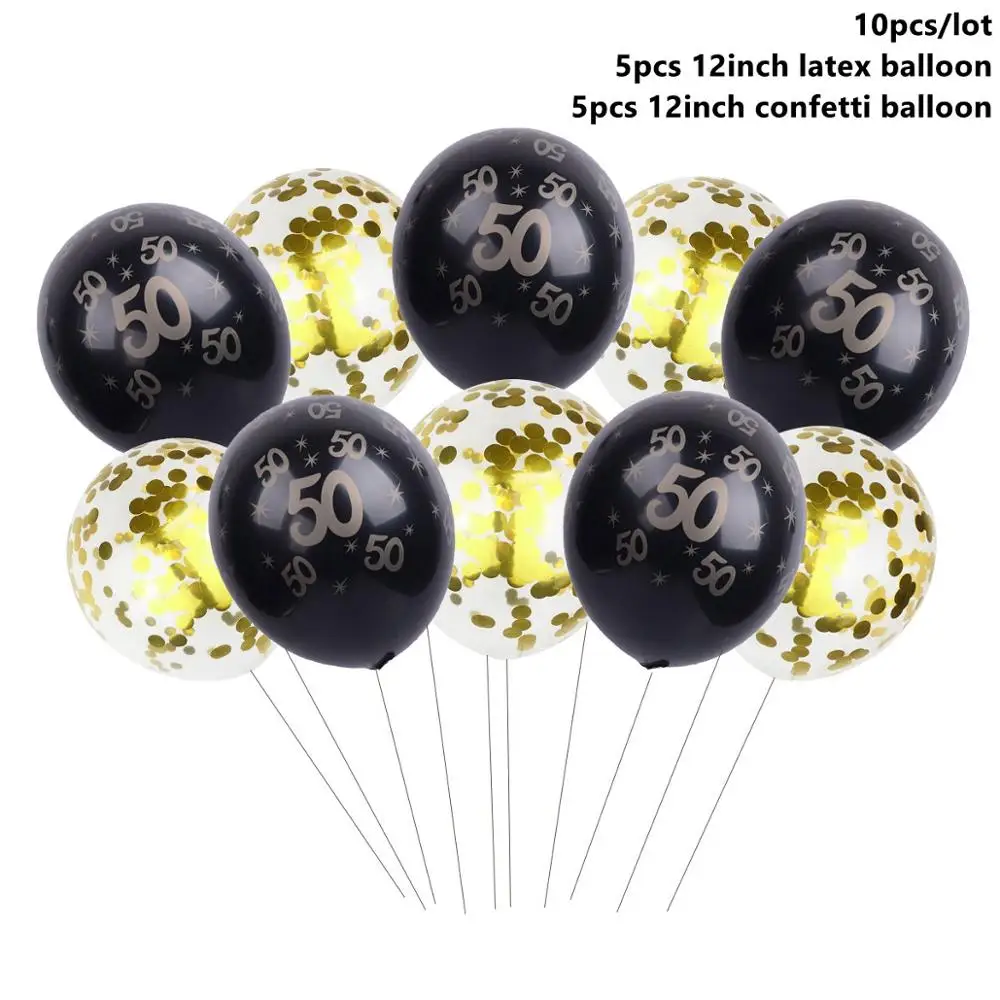 50th Balloons 3 CHZLL, Черное золото, 50-ая одноразовая посуда, тарелки для полотенец, чашки для стола, одноразовая посуда для вечеринок, 50 предметов для дня рождения - Цвет: 50th Balloons 3