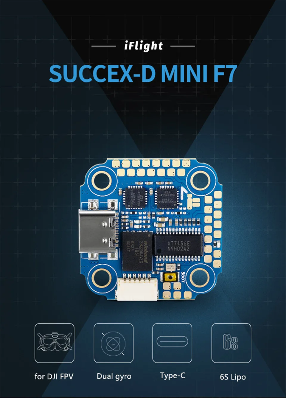 Контроллер полета Iflight sucex-D Mini F7 TwinG 2-8S TwinG STM32F722 Gyro Twin ICM20689 Blackbox 32MB Bataflight OSD 5V BEC