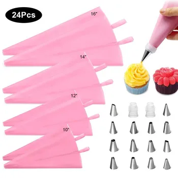 

24 PCS/Set Cake Nozzle Silicone Pastry Bag Cake Nozzle Korean Nozzle Cake Decorating Tool Cake Decorating Tools