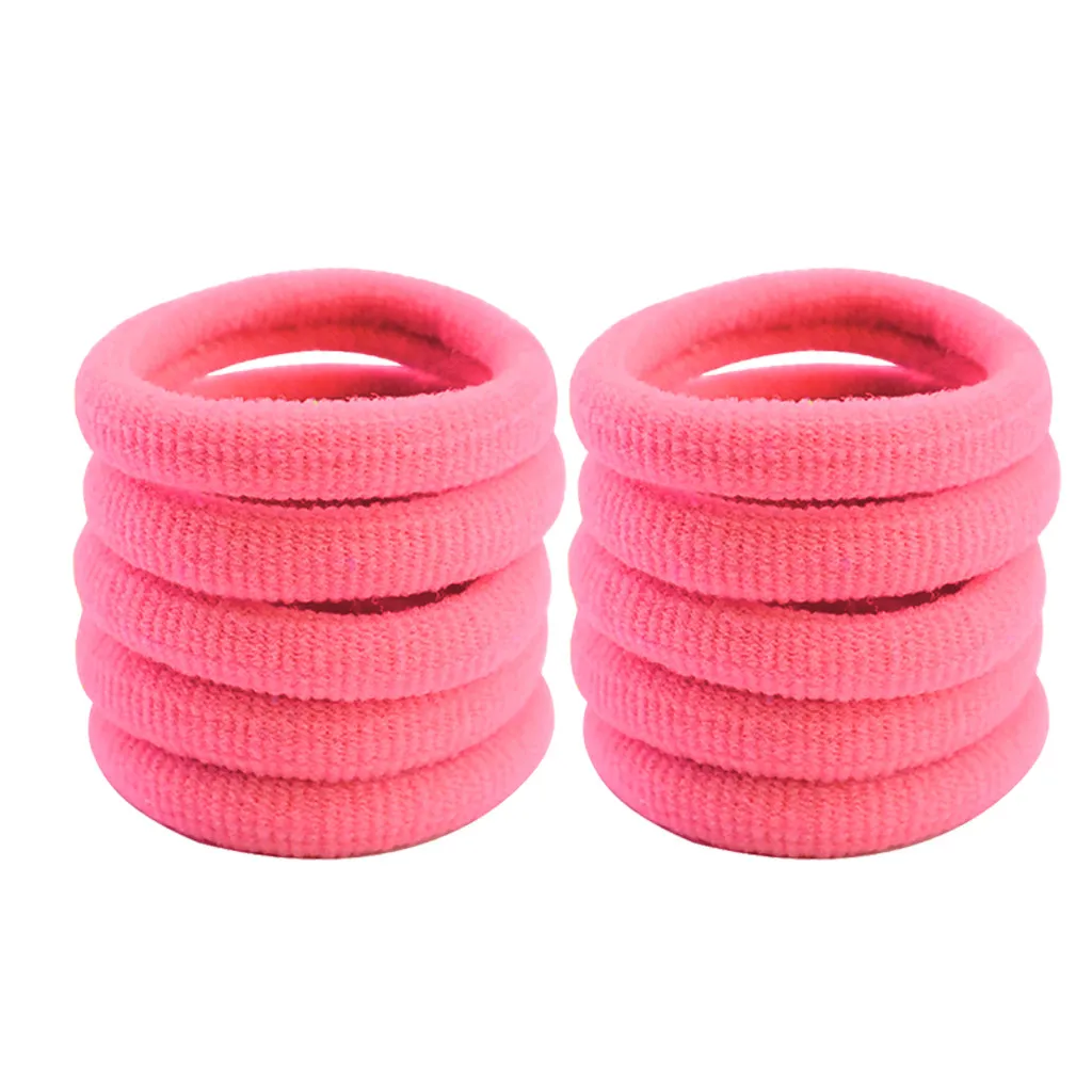 Watermelon Red 10pcsXGirls Эластичные аксессуары для волос для детей черная белая Резиновая лента конский хвост держатель резинка для волос Галстуки резинки haarband G924 - Цвет: Watermelon Red