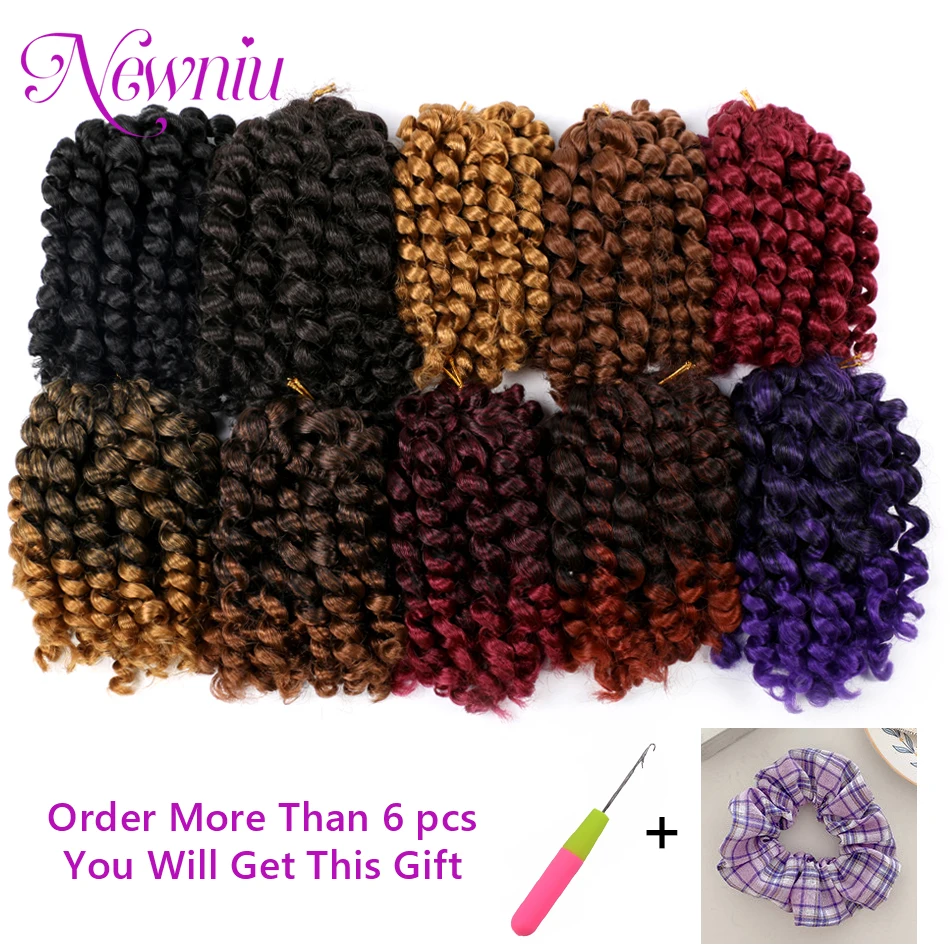 Ombre Synthetic Braiding Hair Jumpy Wand Curl Crochet Braids Crochet Hair Extension for Black Women Jamaican Bounce Curly Hair 4