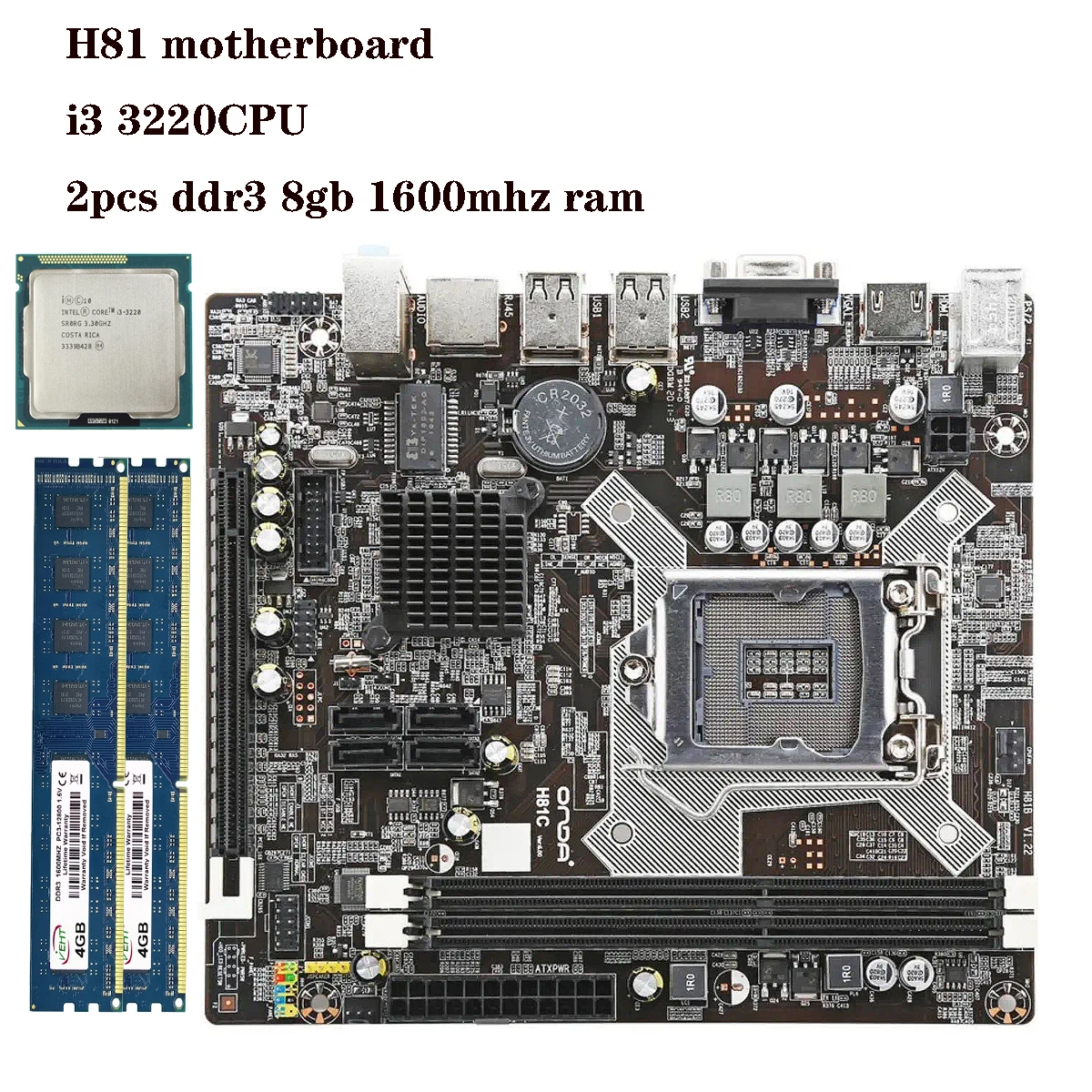 H81M-E/M51AD/DP MB Intel H81 PC материнская плата LGA 1150 MATX + i3 3220CPU 2 шт ddr3 8 Гб 1600 МГц ОЗУ |