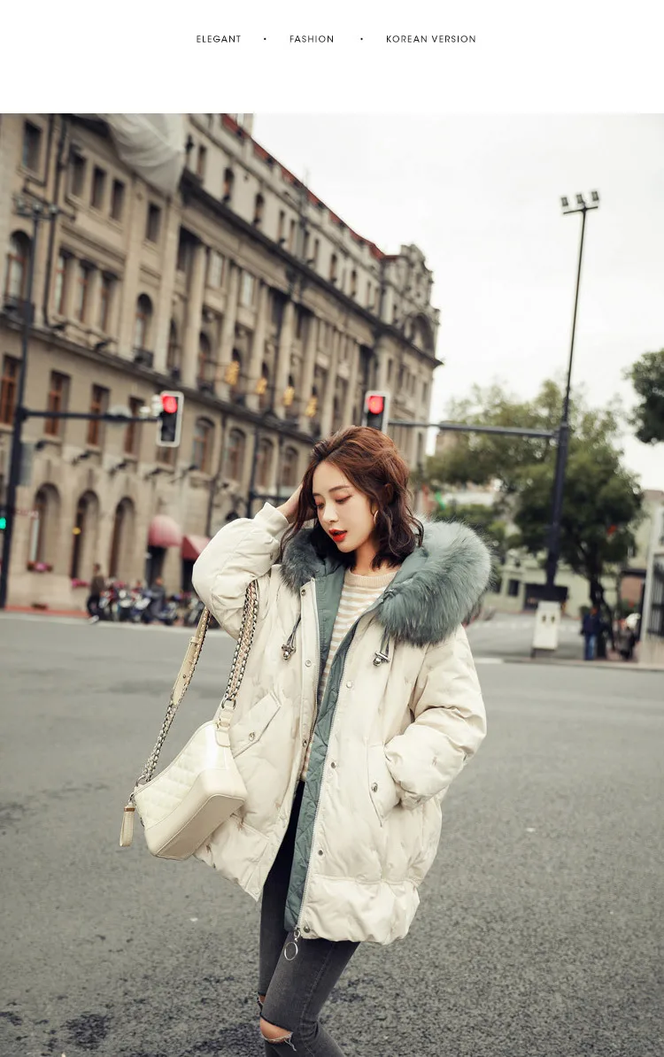 Down jacket of new female fashion long white duck down Han Guodong door han edition show thin coat in winter