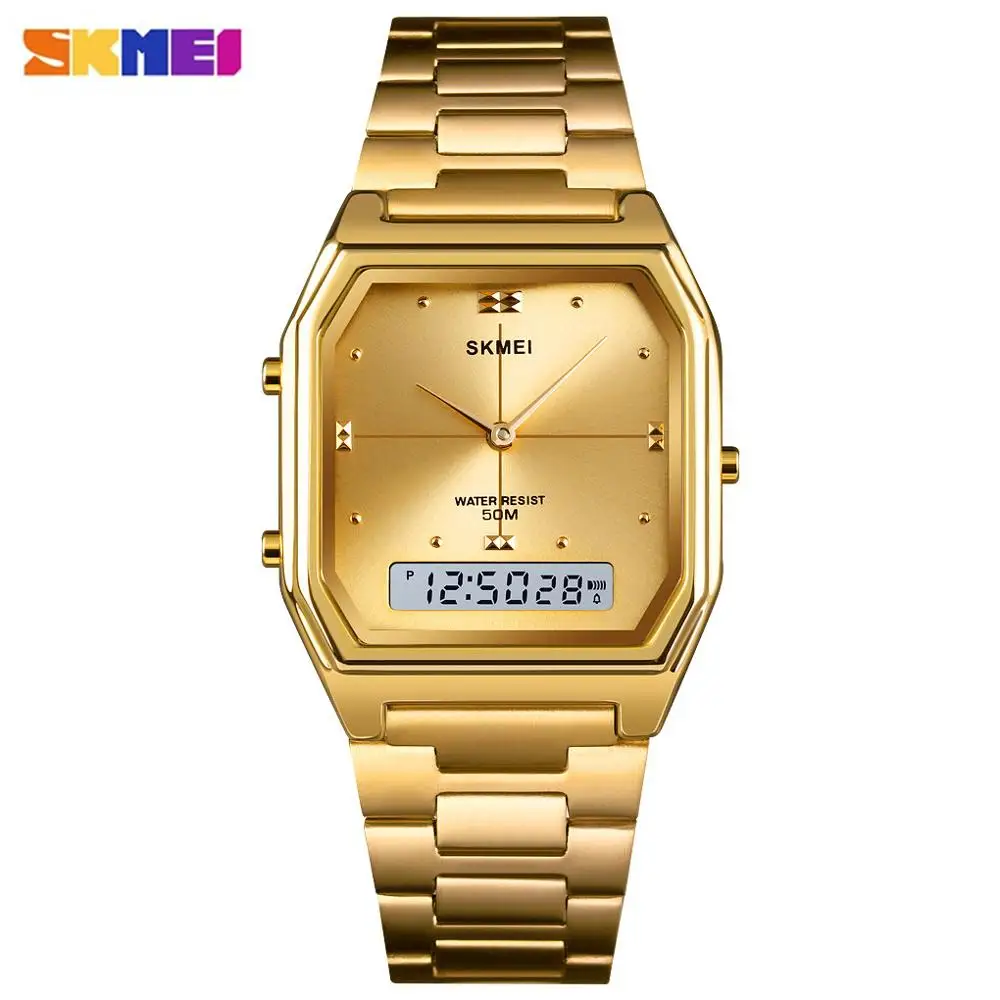 Skmei Luxury Women Golden Quartz Watch 3 Time Ladies Digital Orologi Da Polso Orologio Femminile Relogio Feminino Orologi Da Donna 1612