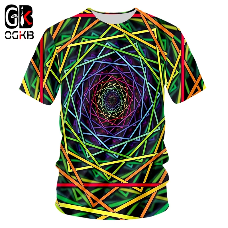 OGKB летняя новая футболка с трехмерным завитком для мужчин и женщин модная 3D