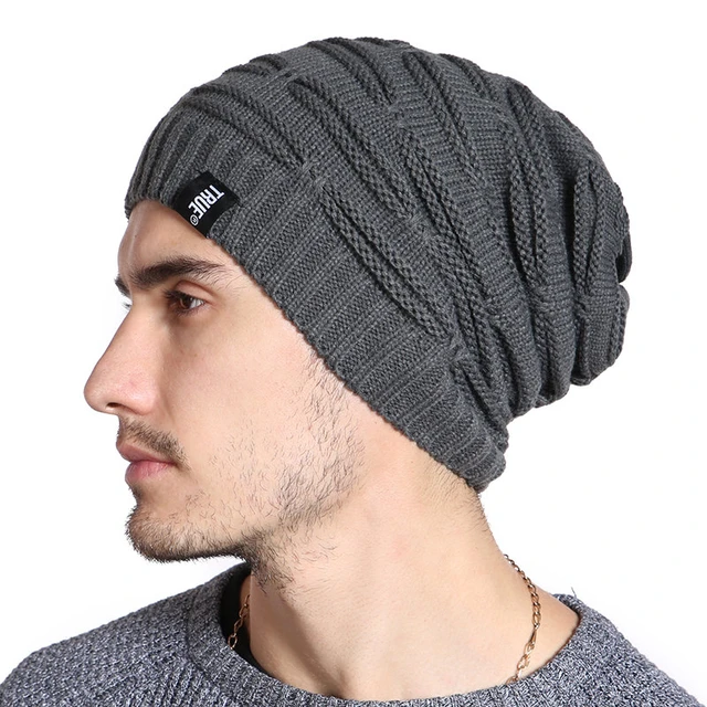  - New True Letter Winter Hat Long Size Knitted Cap High Quality Casual Beanies For Men & Women Solid Bonnet Cap