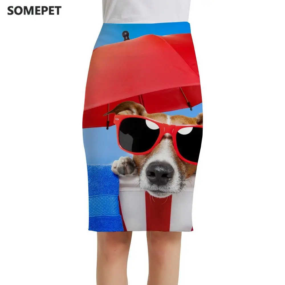 

SOMEPET Dog Skirts Women Animal Print Skirt Hip Hop Sundresses Rock Sexy Ladies Skirts Womens summer Casual Fashion Knee Length