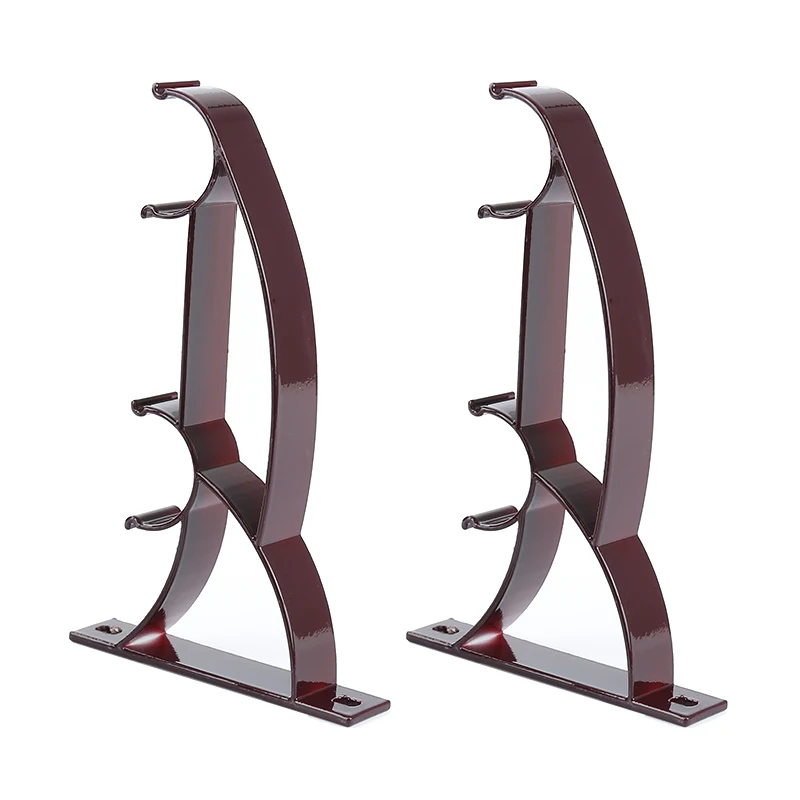 2 Pcs Hanging Curtain Hanging Rod Clamp Hooks Burtain Pole Bracket Double Rod Holder Rack Heavy Duty Metal Durable Base