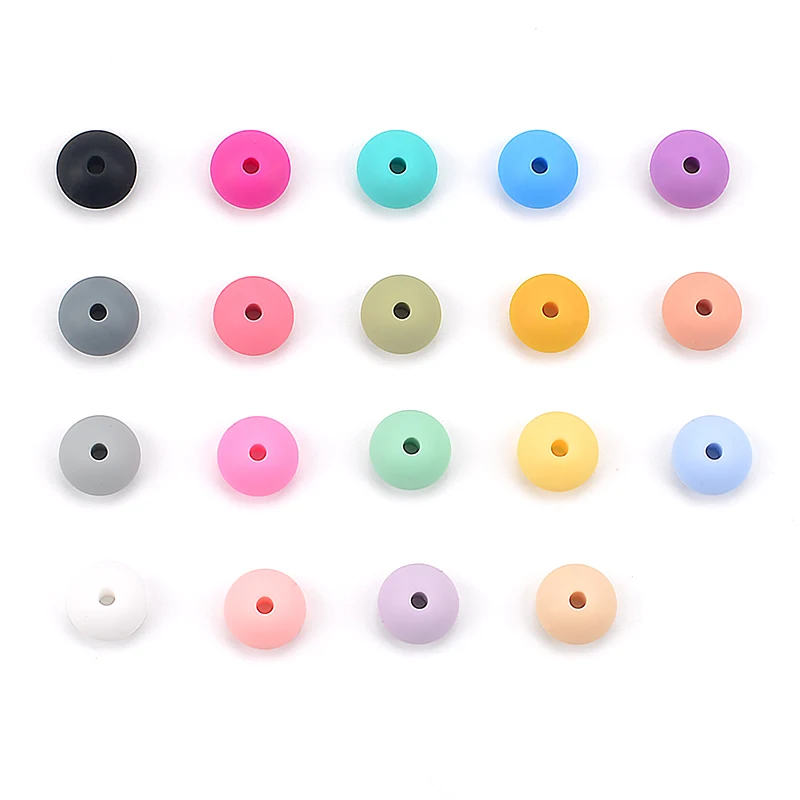 12MM 200pcs/lot Silicone lentil Beads Silicone BPA Free DIY Charms Newborn Nursing Accessory Teething Necklace Teething Toy