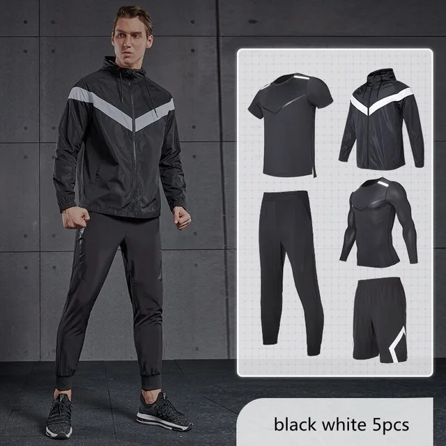 Vansydical мужские спортивные наборы для бега, спортивные костюмы для бега, спортивная одежда для занятий спортом, одежда для занятий спортом, 5 шт., для спортзала для игры в баскетбол - Цвет: BTC5551