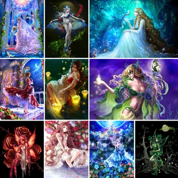 

40/50/60/70 diamond painting 5D Full Square embroidery mosaic Cross Stitch Girl flowers Elves DIY Christmas home Decoration gift