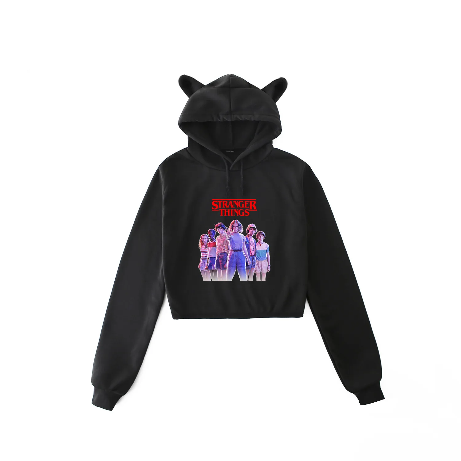 

Stranger Things Sweatshirt Women Hoodies Fashion Clothing Women's Cat Ear Kawaii Hoodie Korean Style Casual Long Sleeve Pullover