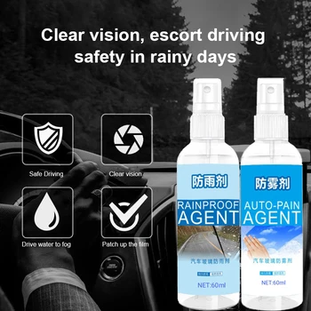 

1PC 60ml Anti-fog Agent Waterproof Rainproof Anit-fog spray Car Window Glass Bathroom Cleaner Car Cleaning Rearview Mirror