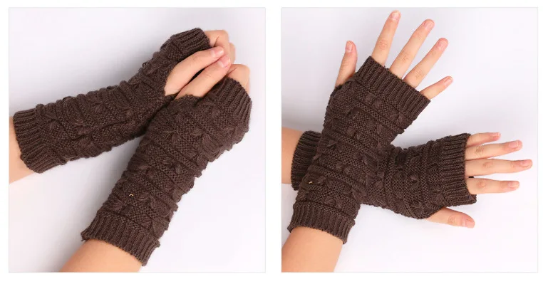 Вязаные митенки на пуговицах, длинные перчатки, осенние женские шерстяные теплые перчатки, зимние перчатки без пальцев, велосипедные перчатки, перчатки
