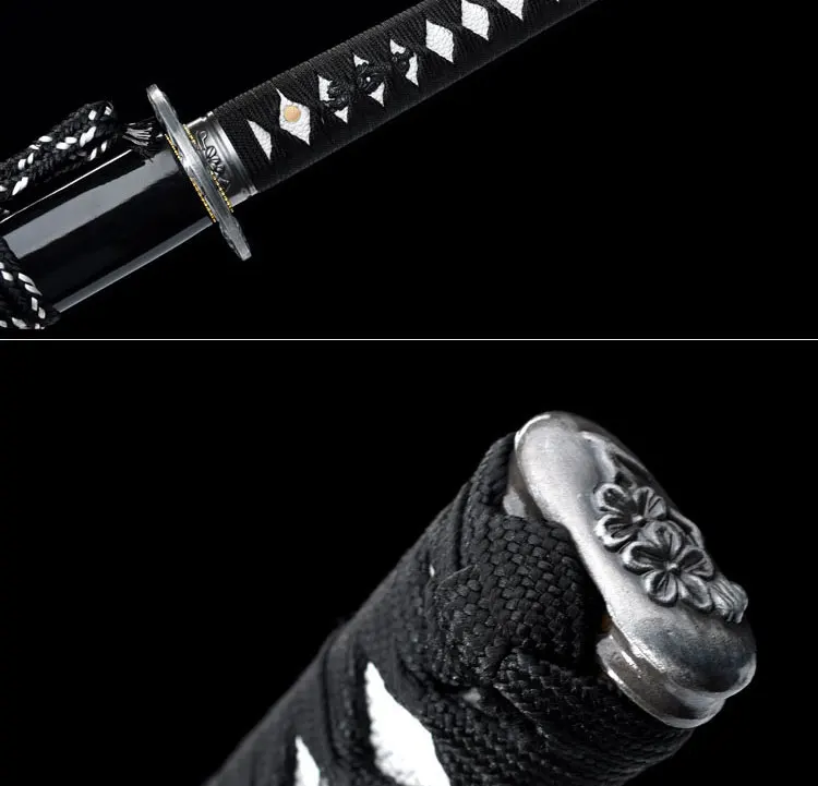 Japanese Swords Real Katana Sword 1060 Carbon Steel Skull knife Tan Blade Wave Hamon Samurai Katana Battle Ready Japanese Swo