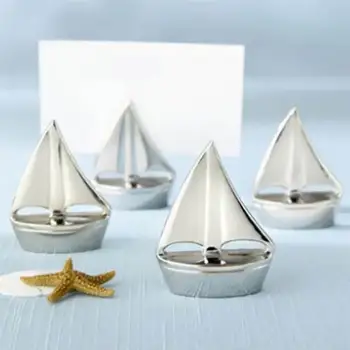 

10PCS Wedding Table Number Card Holder Place Card Stand Creative Alloy Sailboat Table Card Holder For Wedding