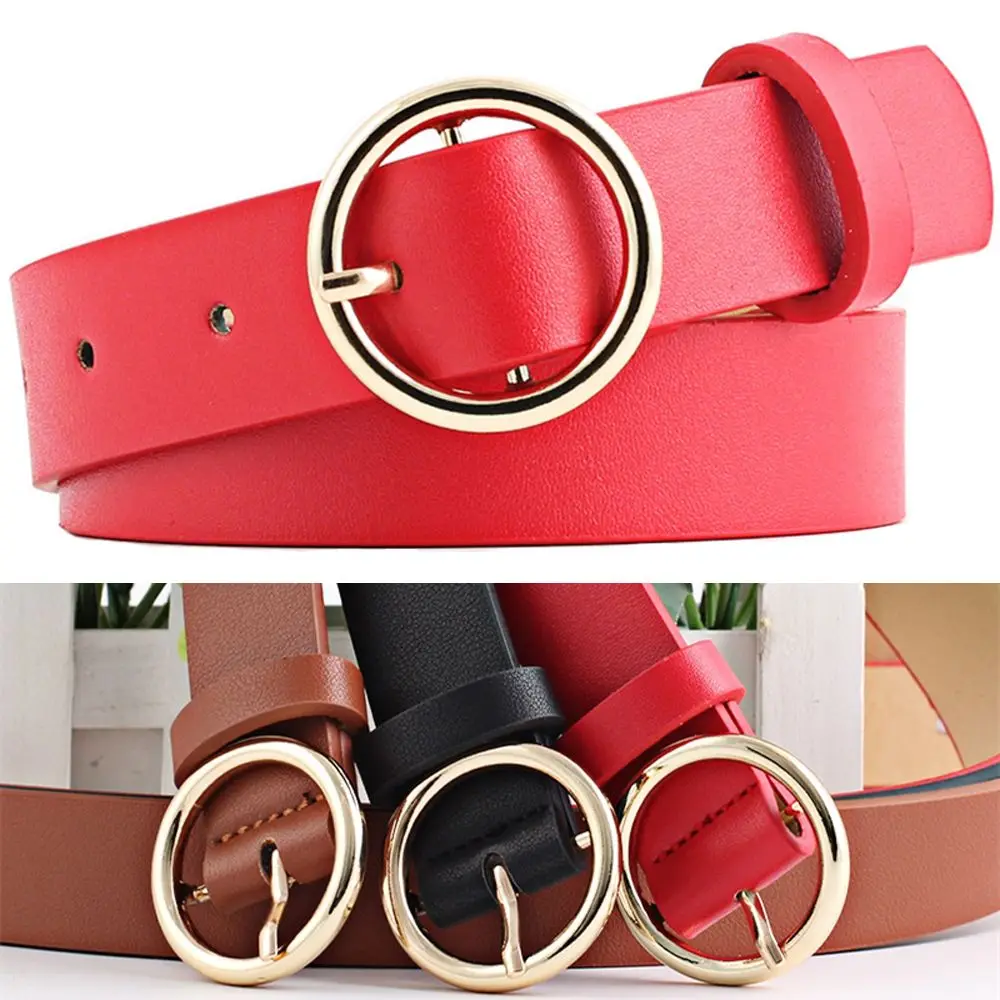 Vintage Women Circle Belt Fashion Jeans Belt Leather Gold Waist Cummerbunds Ladies Girls Solid