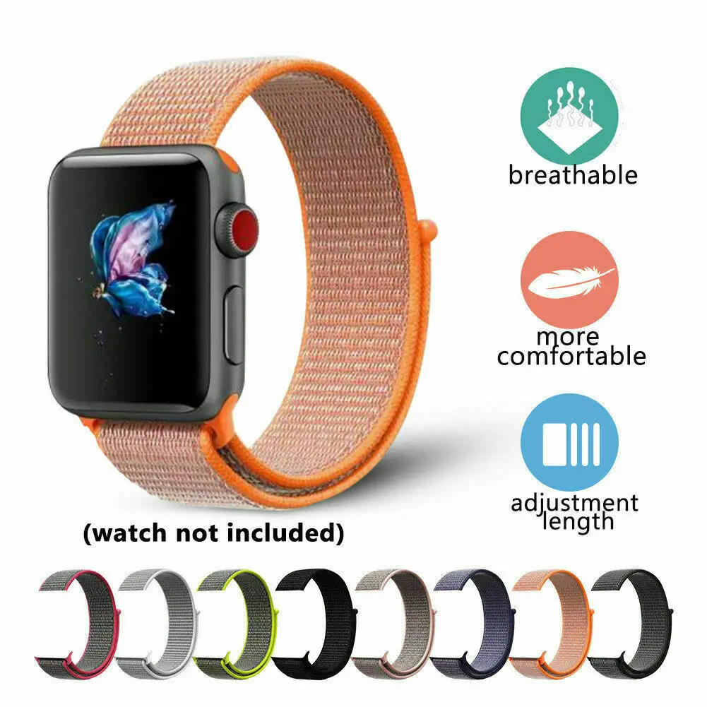 Ремешок для наручных часов Apple Watch серии 3/2/1 Часы петлевой ремень велкро нейлона сменный Браслет дышащий сменный ремешок Спорт