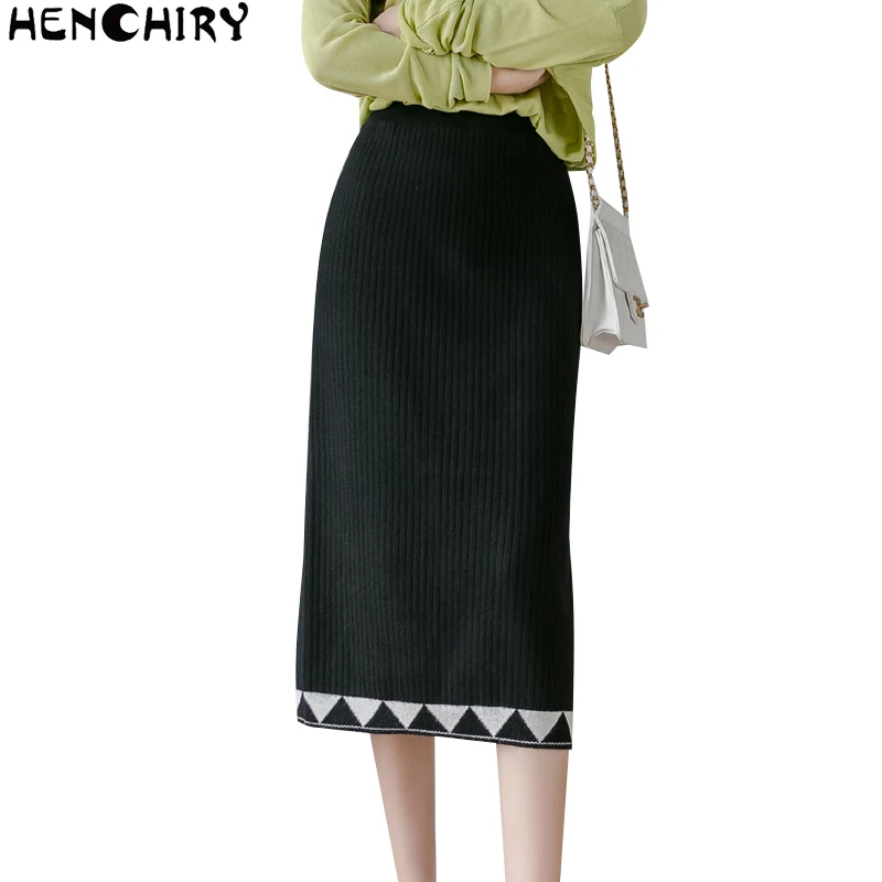 HENCHIRY женская модная юбка Новая женская юбка вязаная Офисная Женская тонкая высокая талия стрейч сексуальные свадебные юбки юбка для выпускного вечера