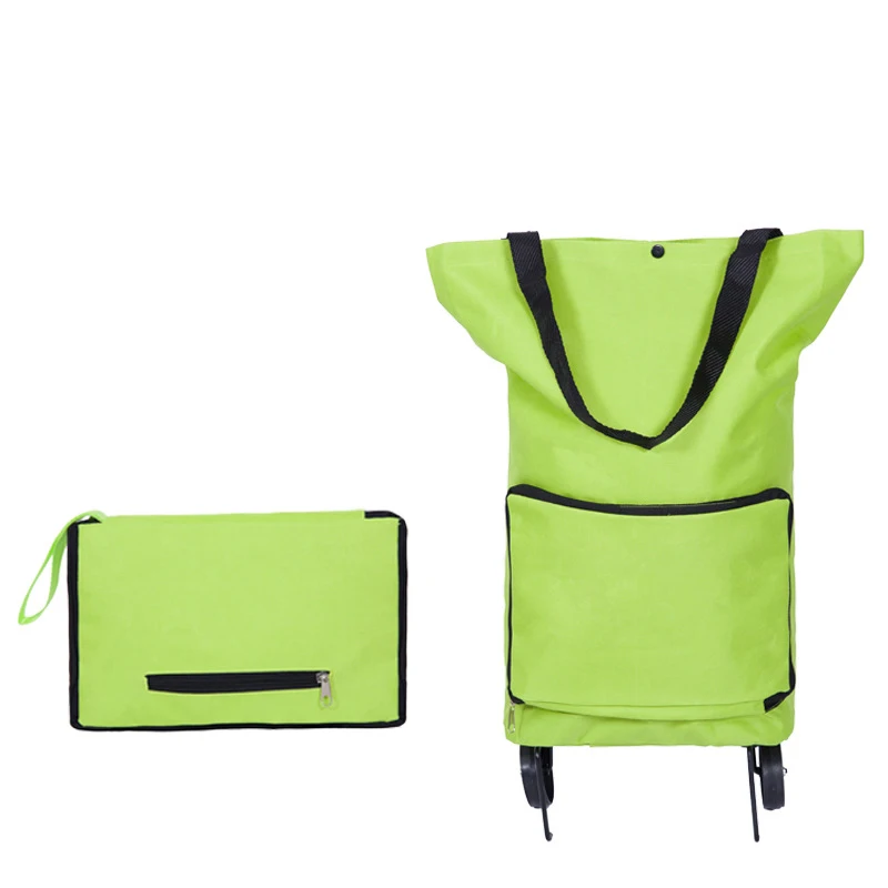 Складная Многофункциональная хозяйственная сумка-тележка с колесами, многоразовая зеленая сумка для хранения, водонепроницаемая
