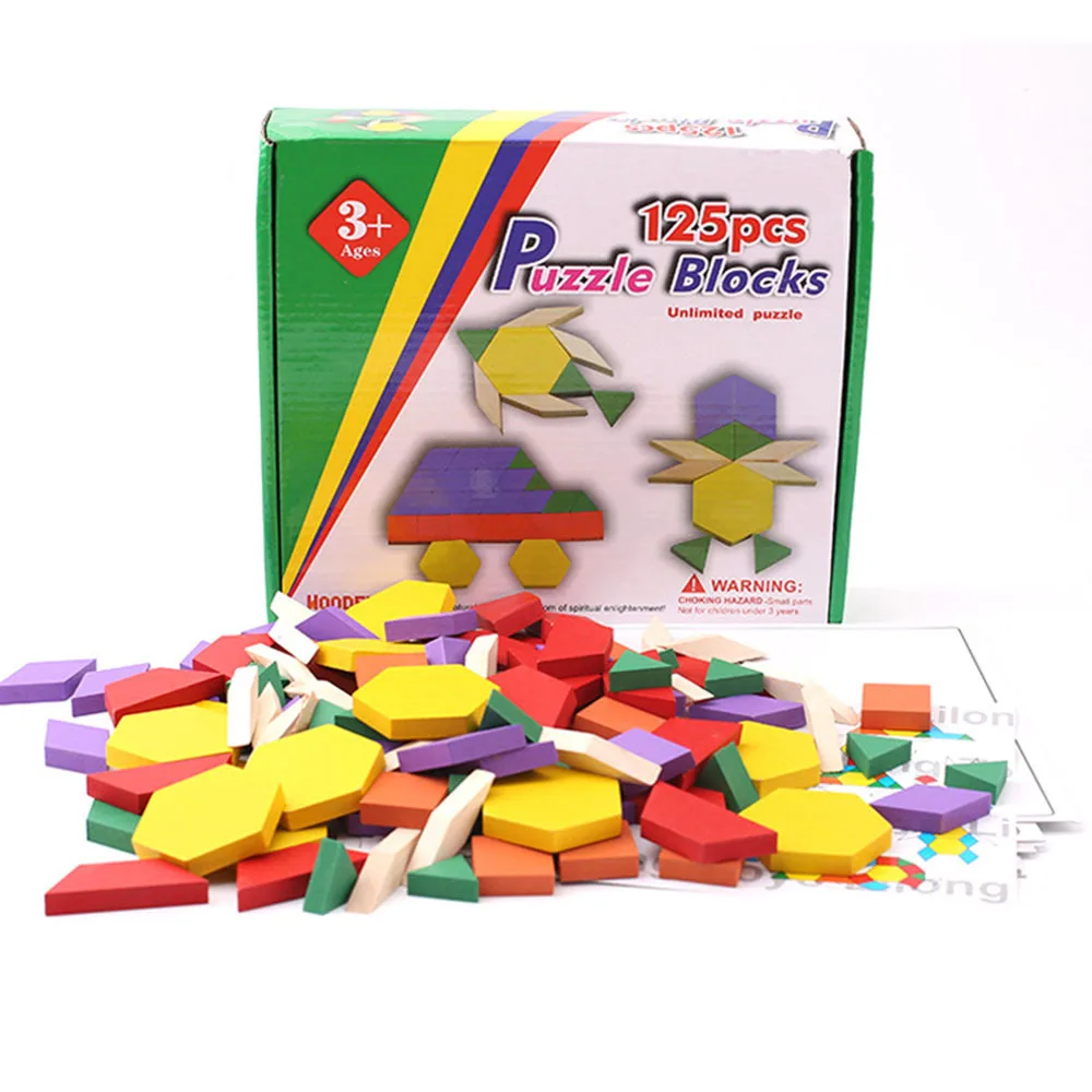 Горячая 125 шт деревянная настольная игра-головоломка набор красочные детские Монтессори Развивающие игрушки для детей Обучающие Развивающие игрушки