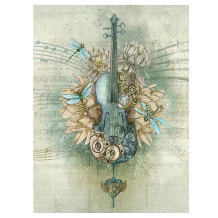 5d Diamond Painting Flower violin musical instrument Diamond Mosaic diamond embroidery paint by numbers cross stitch kit