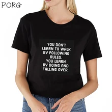 Empresario citas no aprender a caminar por Foll Vintage camiseta gráfica Tumblr camiseta tops grunge mujeres camiseta