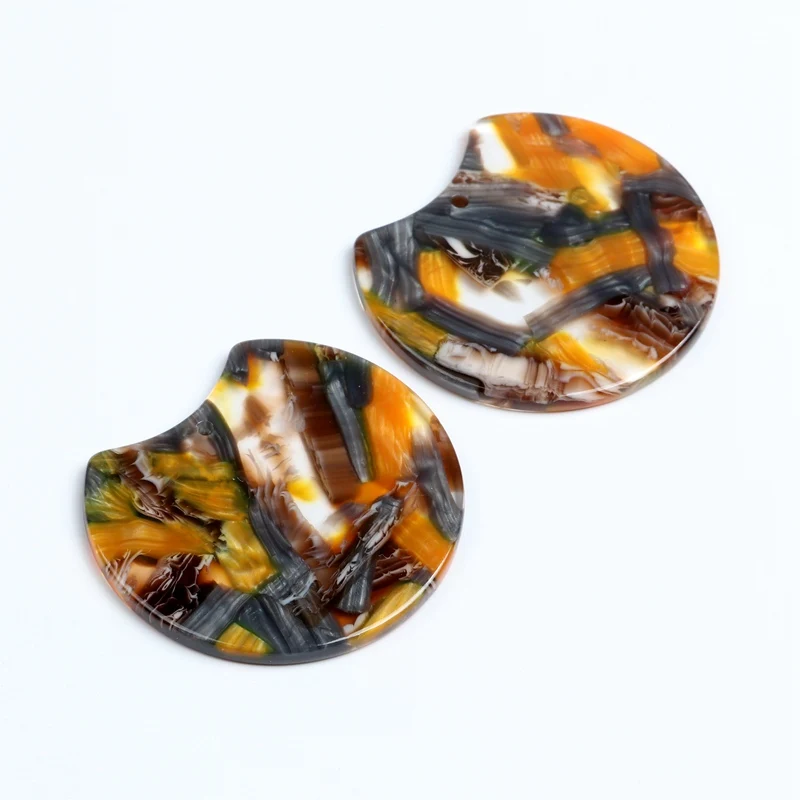 Tortoise Shell Earring Charm,Acetate Acrylic Beads,Special Round Shaped Pendants,Boho,Circle Cutout Earrings Parts,36mm-ACE182 - Окраска металла: A210-182W-6PCS