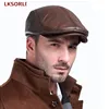 Men's First Layer Cowhide Leather Hat Winter Berets Male Warm Ear Protection Cap 100% Genuine Leather Dad Hat Wholesale Leisure 1