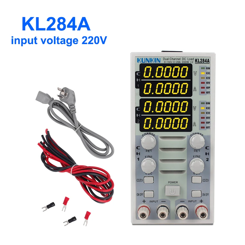 

KL284A DC Electronic Load 2 Channels AC 220V Battery Capacity Tester Professional Battery Tester 150V 20A 200W Load Electronic