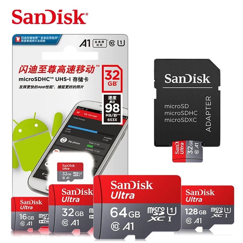 Карта micro sd SanDisk, реальная емкость, 32 ГБ, карта памяти, 16 ГБ, 64 ГБ, 128 ГБ, Microsd, Ultra Class 10, TF карта, карта памяти